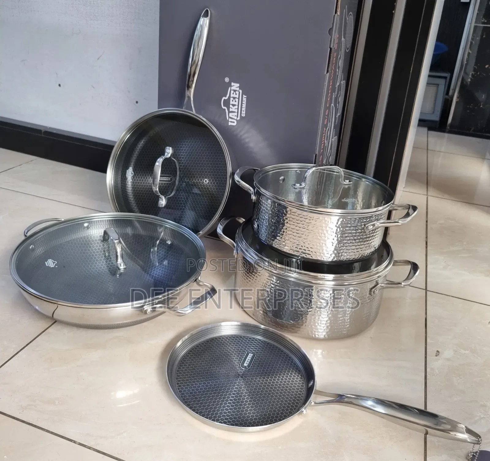 9pcs Uakeen Stainless Steel Cookware Set