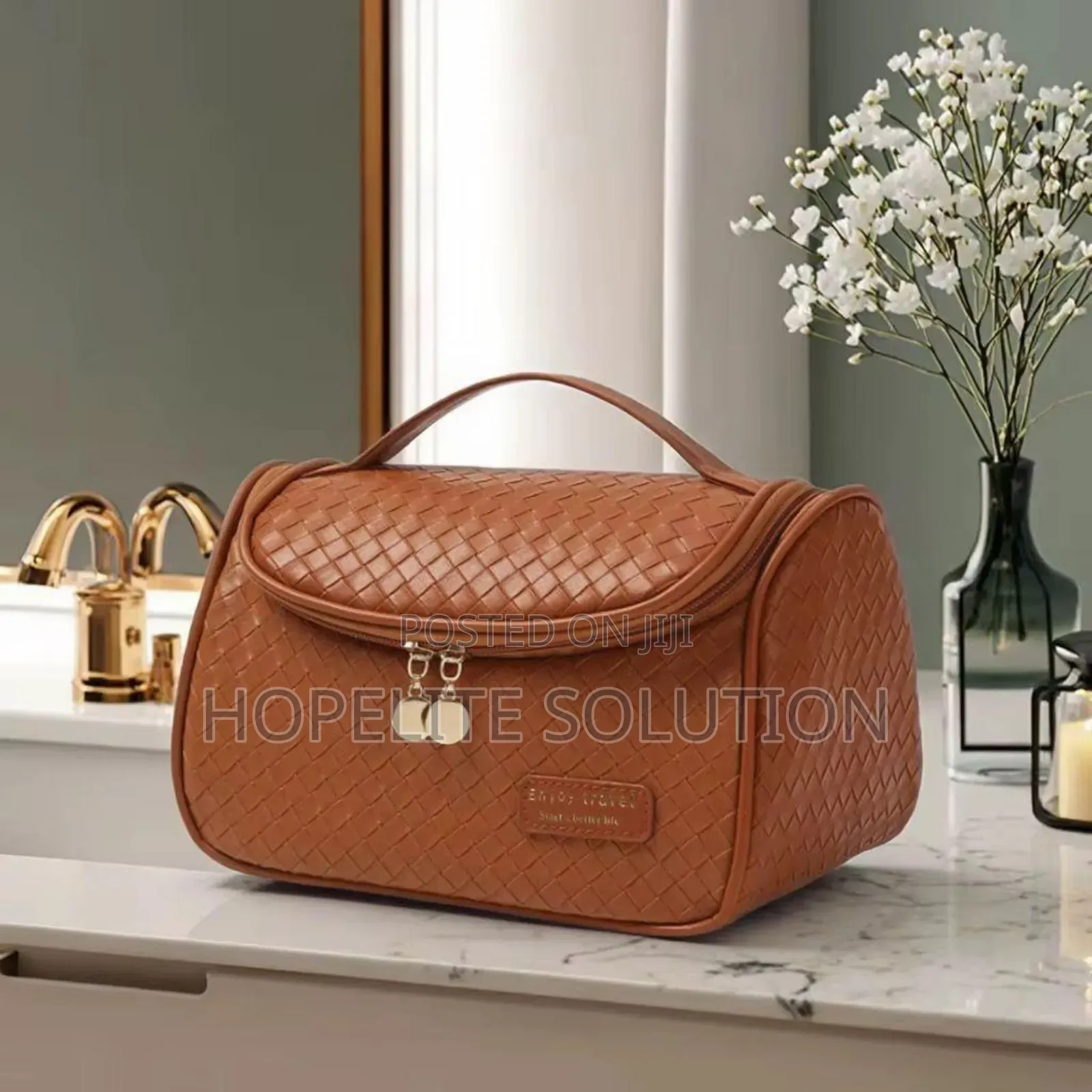 Leather Cosmetics / Make Up Organizer Travel Bag