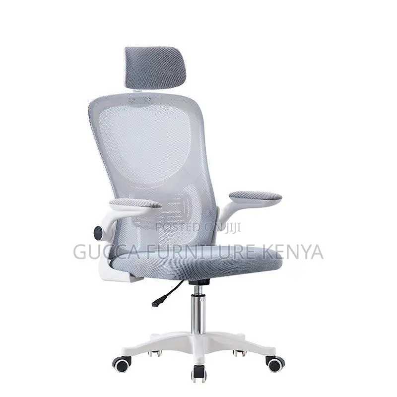 White Ergonomic Chair With Flip Armrest