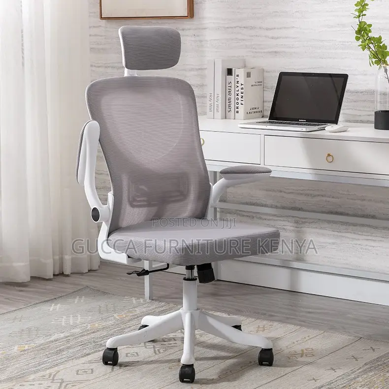 White Ergonomic Chair With Flip Armrest