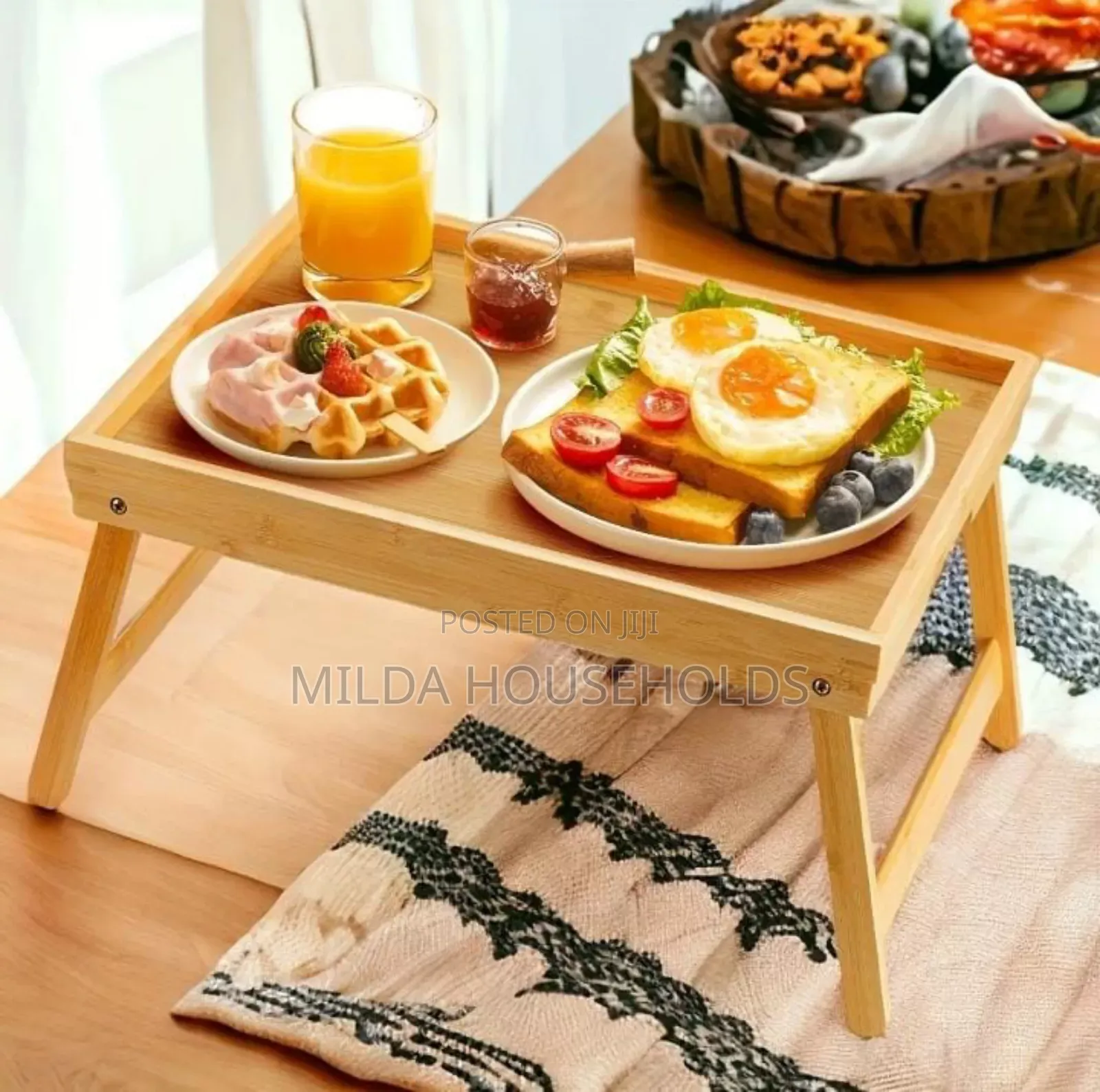Breakfast in Bed Foldable Bamboo Tray.