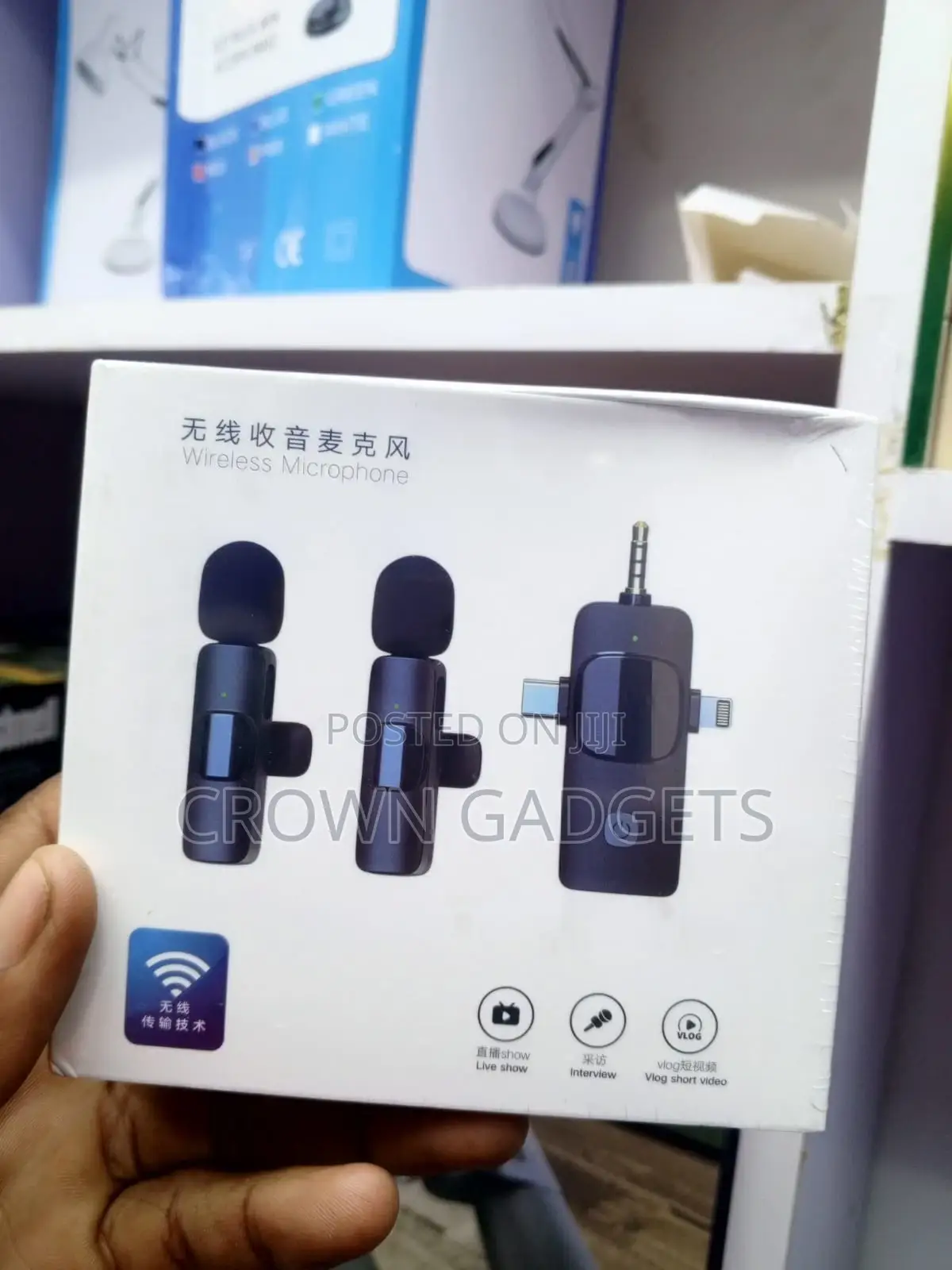  Wireless Lavalier Microphone 2 Mics 3-in-1 Receiver