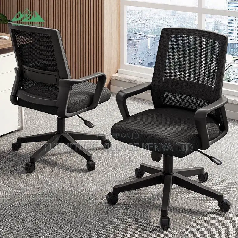 Office Chair: Black Mesh Swivel Office Chair