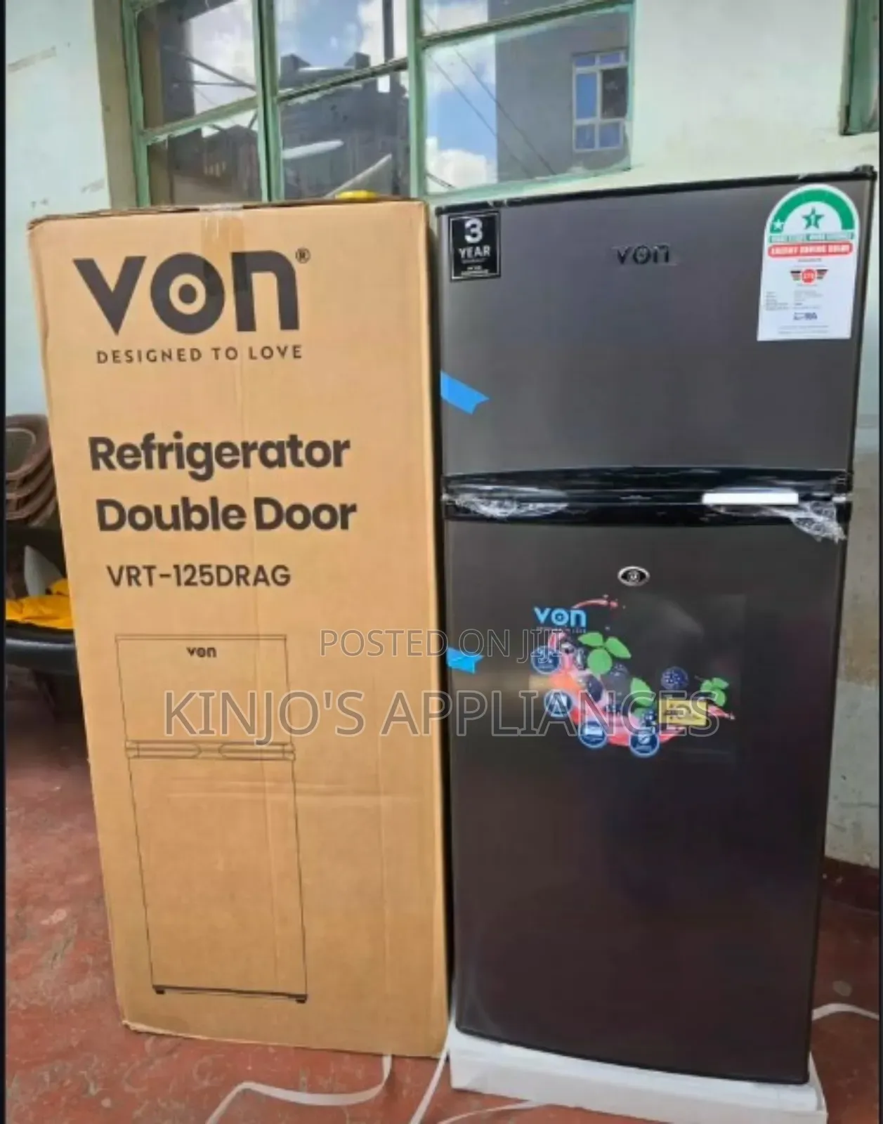 Von 125l Double Door Fridge Direct Cool – VRT-125drag