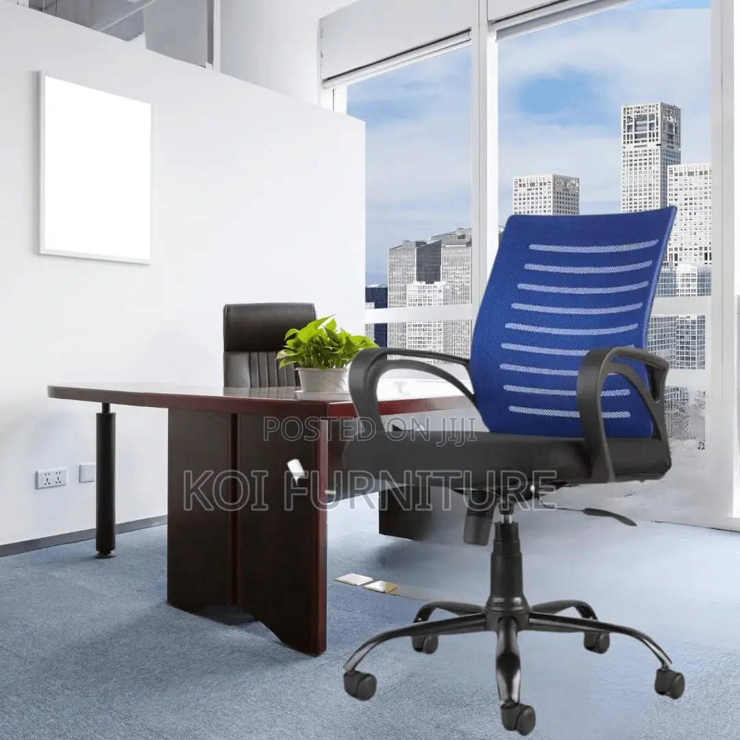 Office Chairs; Clerical Mesh Chair With Blue Backrest