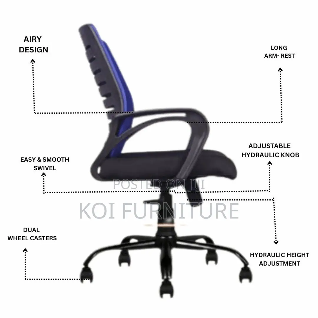 Office Chairs; Clerical Mesh Chair With Blue Backrest