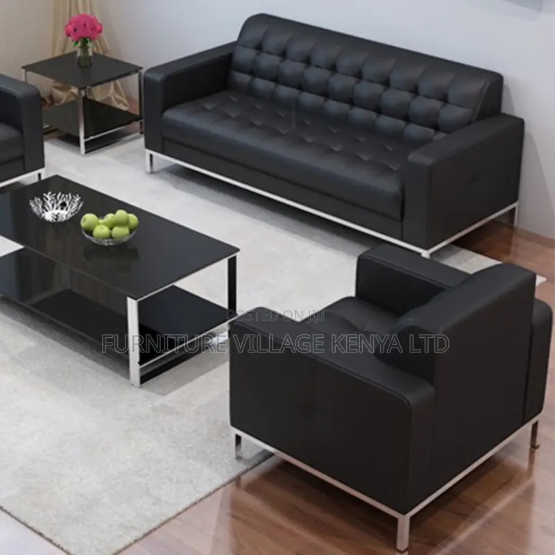 Office Sofa;5-seater Black Executive Office Sofa