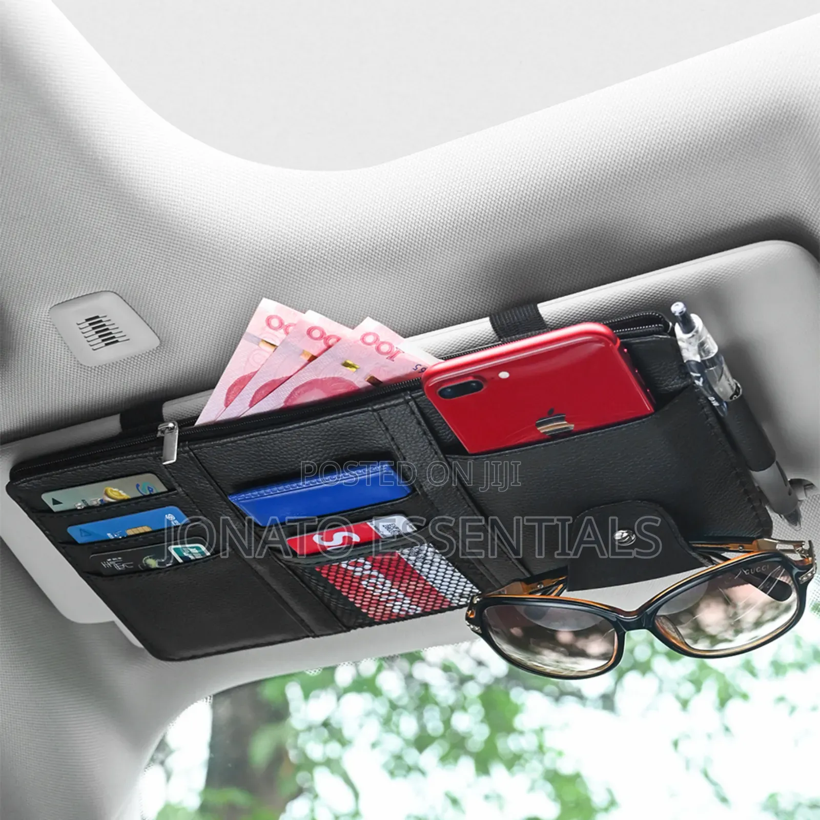 Universal Car Sun Visor Organizer Bag Pockets - Leather Card Holder