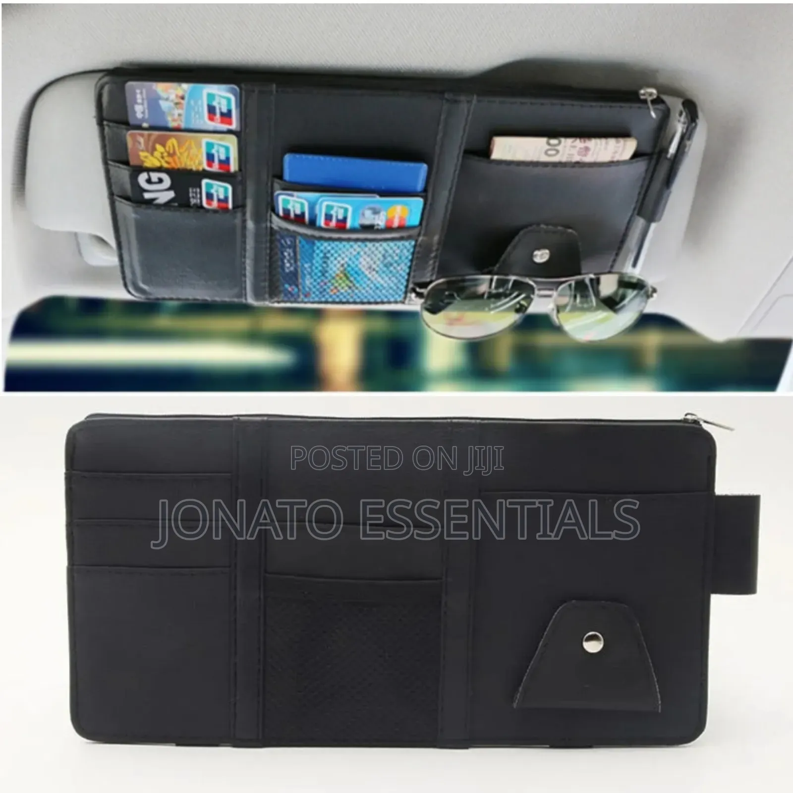 Universal Car Sun Visor Organizer Bag Pockets - Leather Card Holder