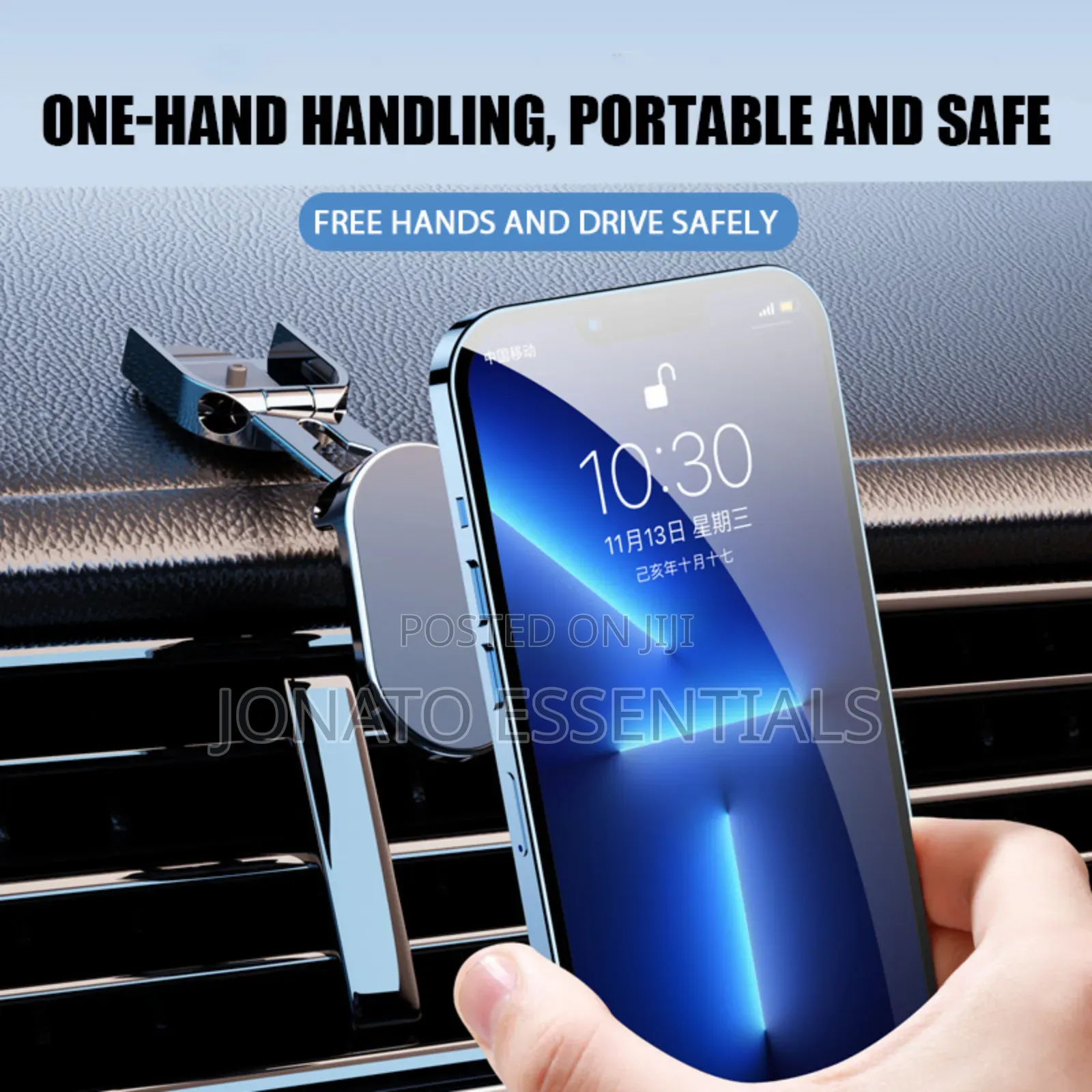 Folding Magnetic Car Phone Holder Dashboard Mount - 360° Swivel Metal