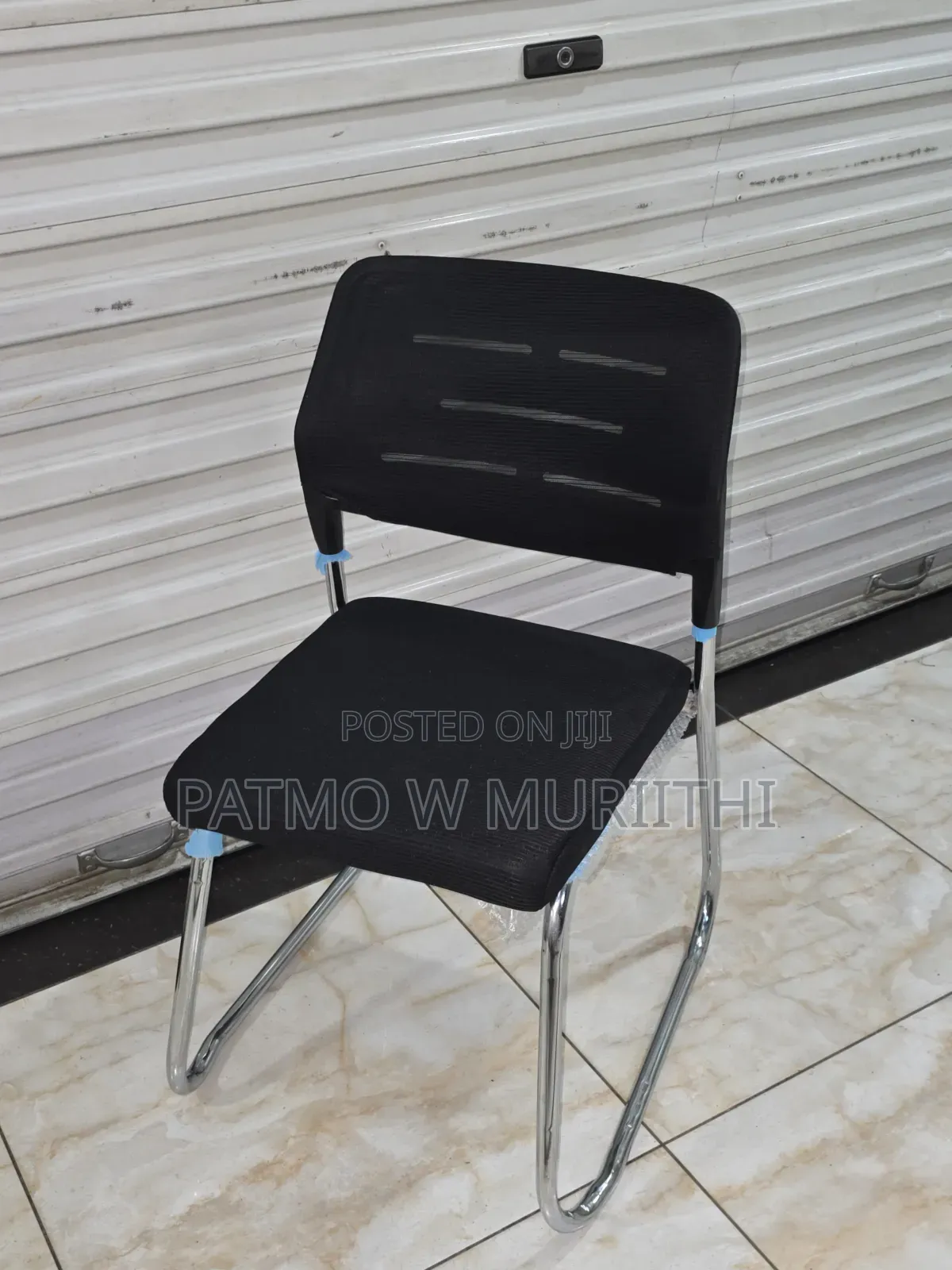 Armless Chrome Mesh Visitor Chair