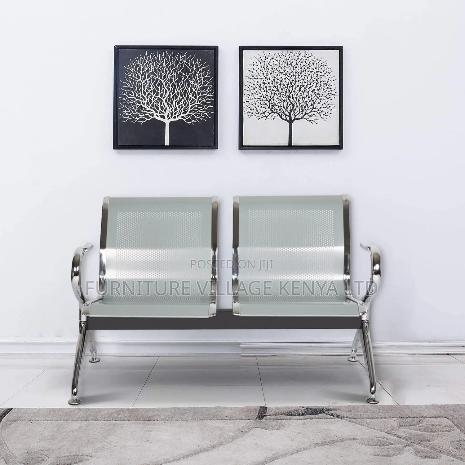 Waiting Bench; 2-seater Office Steel Waiting Bench