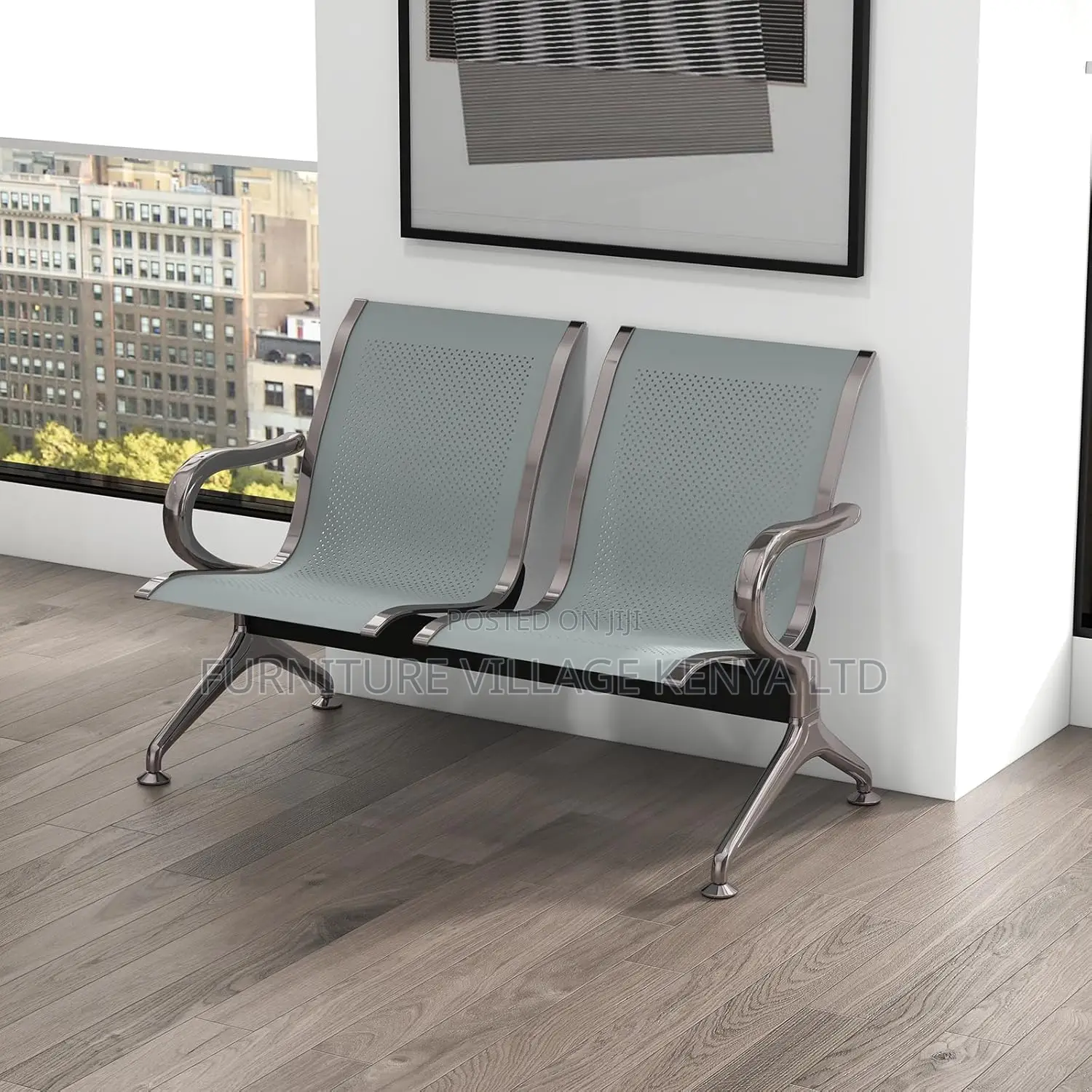 Waiting Bench; 2-seater Office Steel Waiting Bench