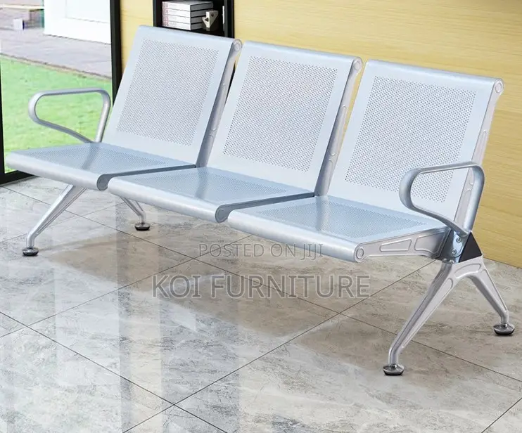 Office Bench : 3-Seater Heavy Duty Silver Bench