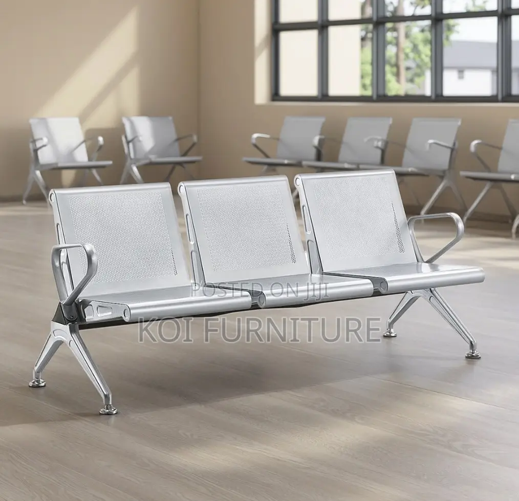 Office Bench : 3-Seater Heavy Duty Silver Bench