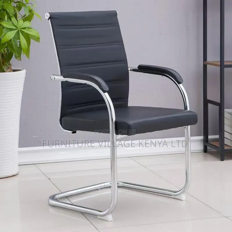 Office Chair; Black Chrome Conference Office Chair