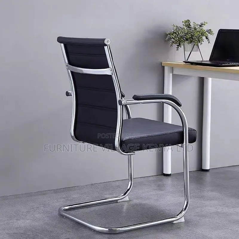 Office Chair; Black Chrome Conference Office Chair