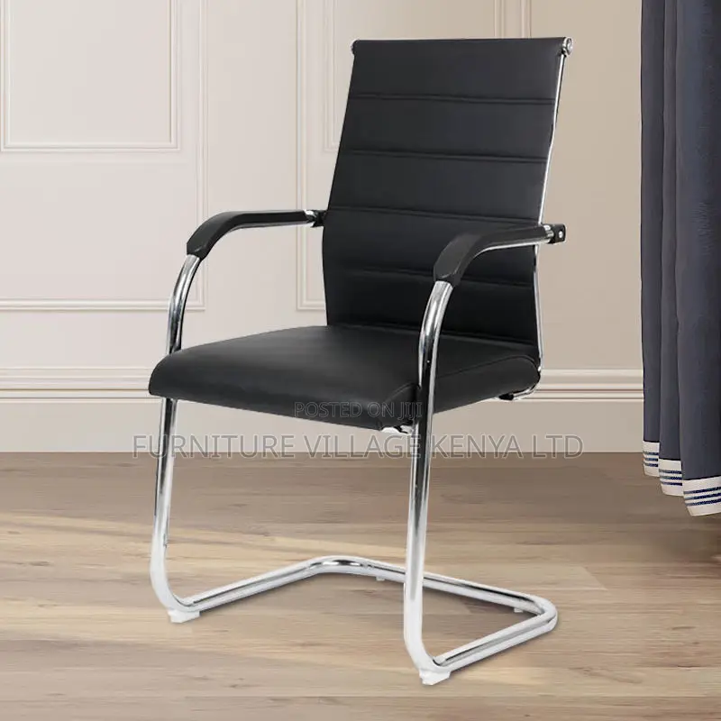 Office Chair; Black Chrome Conference Office Chair