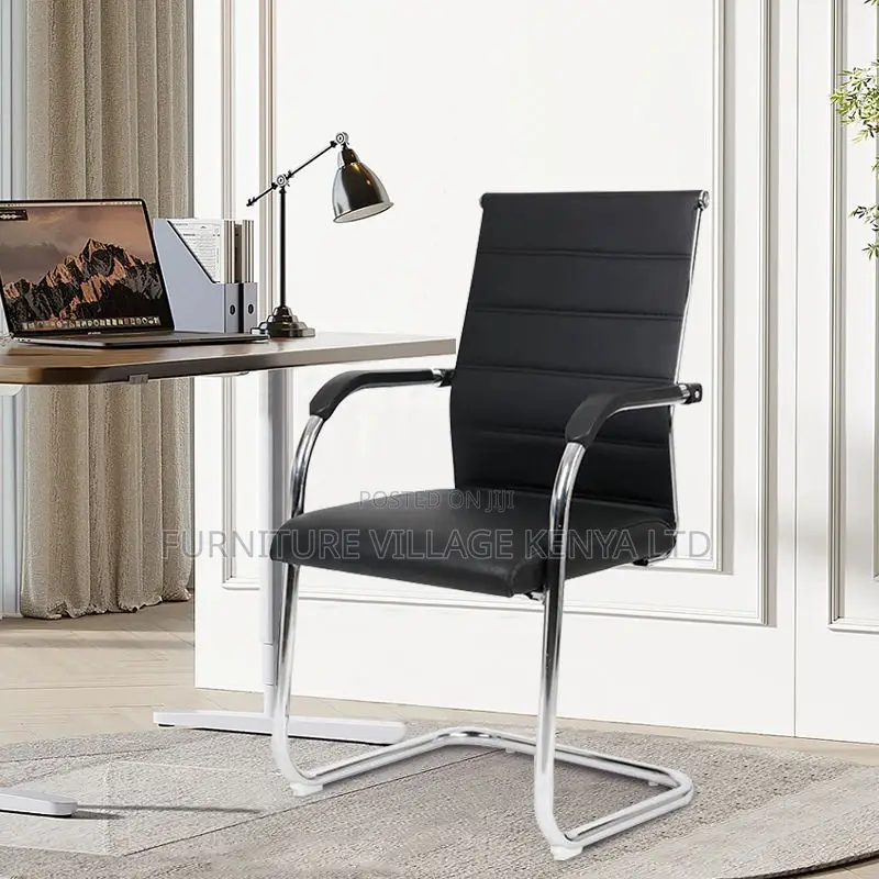 Office Chair; Black Chrome Conference Office Chair