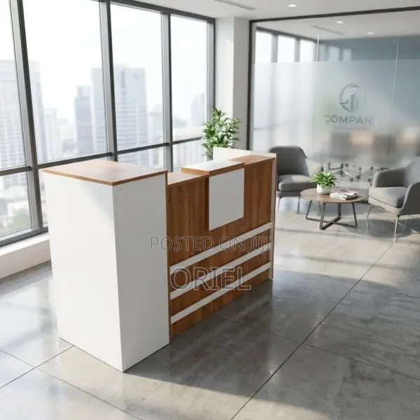 Office Desk : 1.6m Custom Reception Counter Welcoming Office Desk