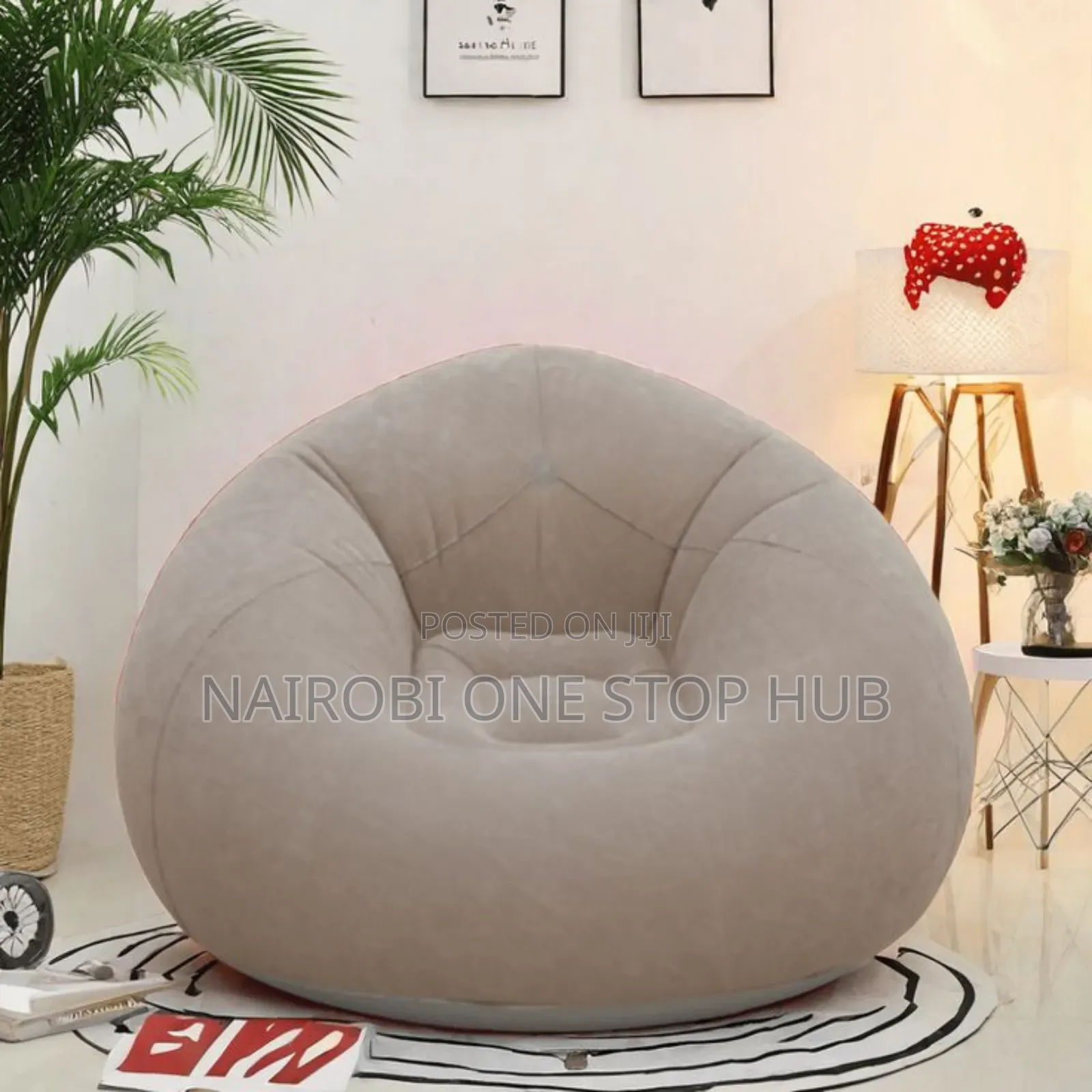 Inflatable Sofa Bean Shaped Chair With Manual Pump