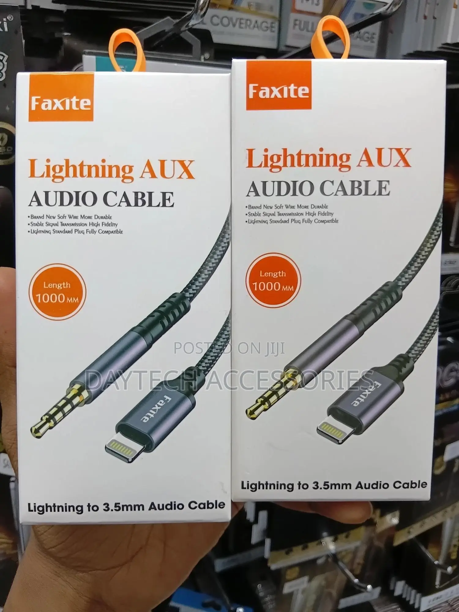 Lightning to 3.5mm Aux Audio Cable 1m Braided - Black