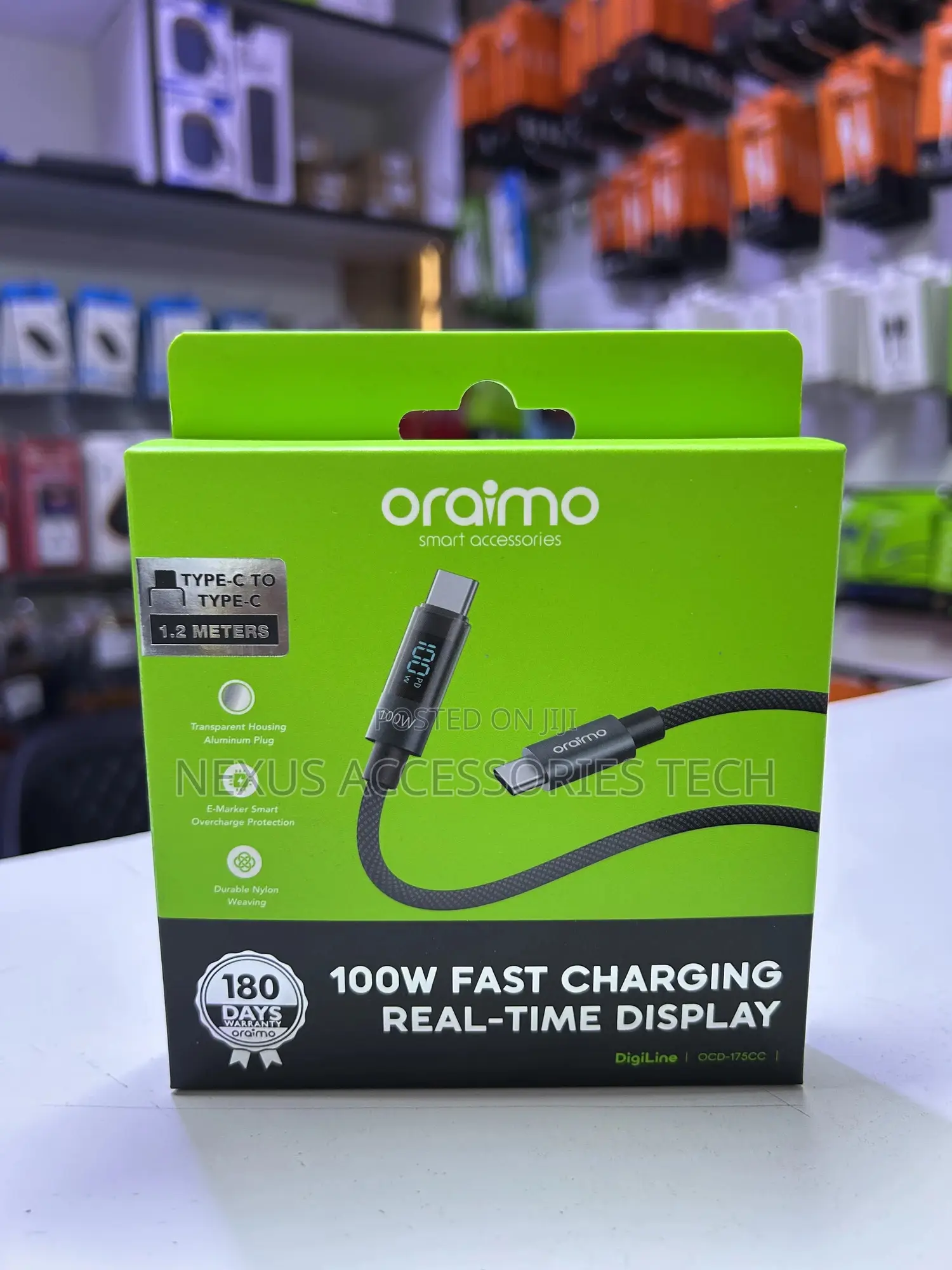 Oraimo 100w Usb-C to Usb-C Cable–Fast Charging Durable High-Speed