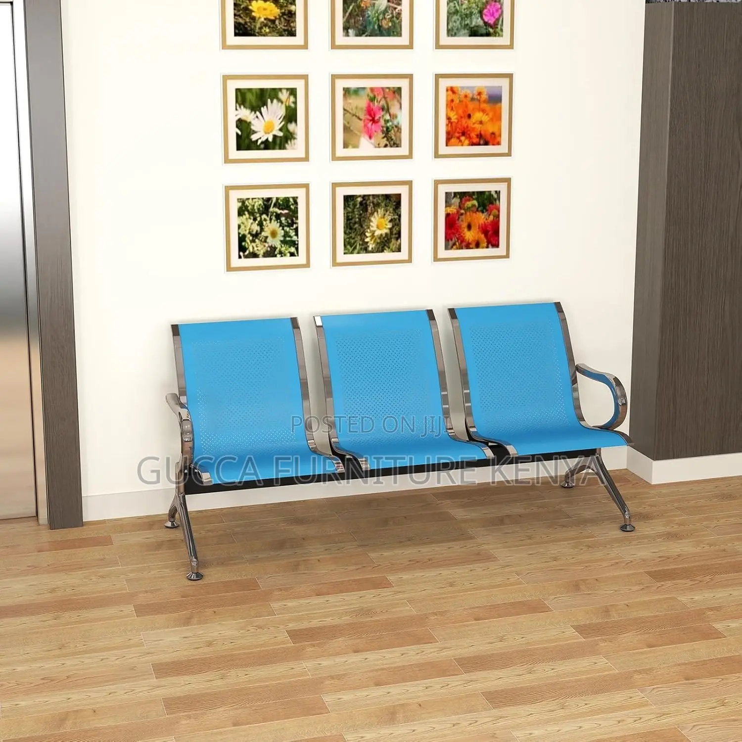 3-link Metallic Reception Office Waiting Bench