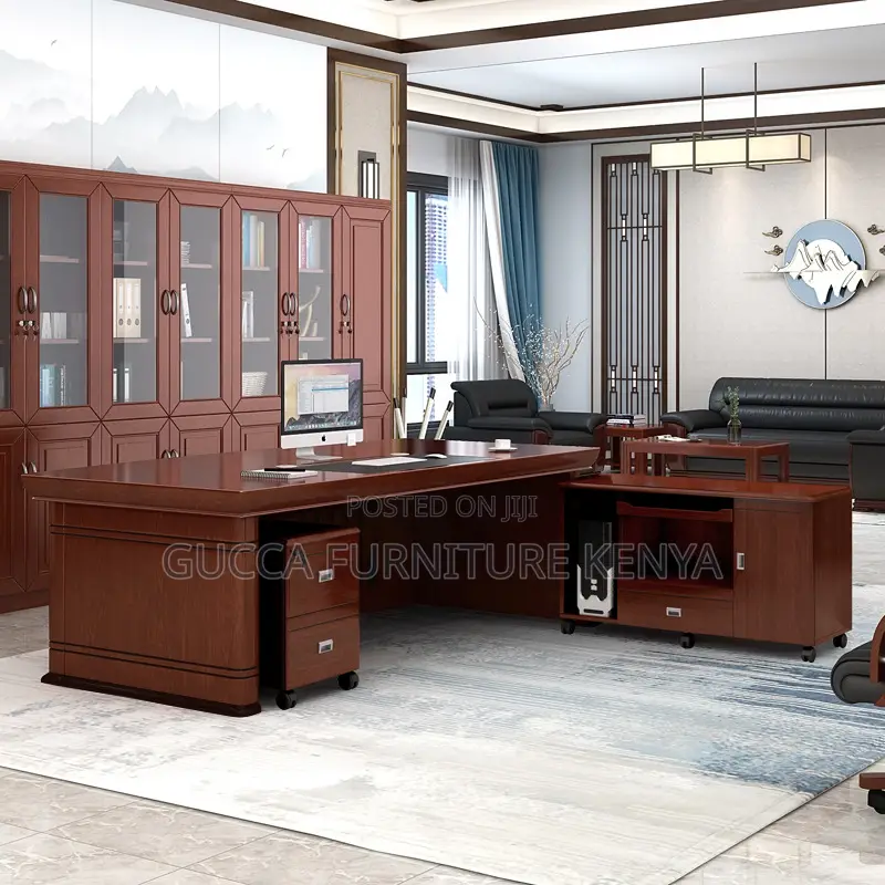 180cm Director's Mahogany L-shaped Office Desk