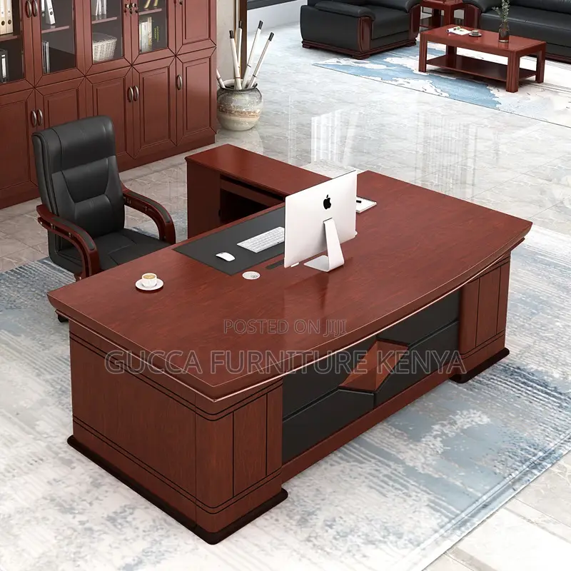 180cm Director's Mahogany L-shaped Office Desk