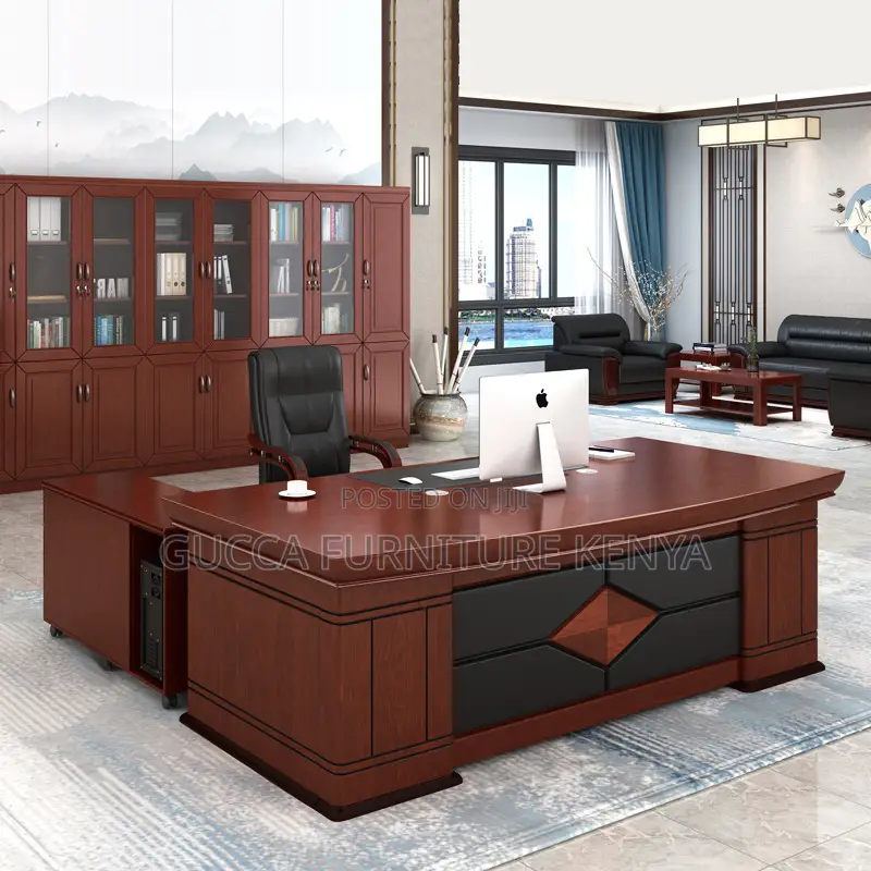 180cm Director's Mahogany L-shaped Office Desk