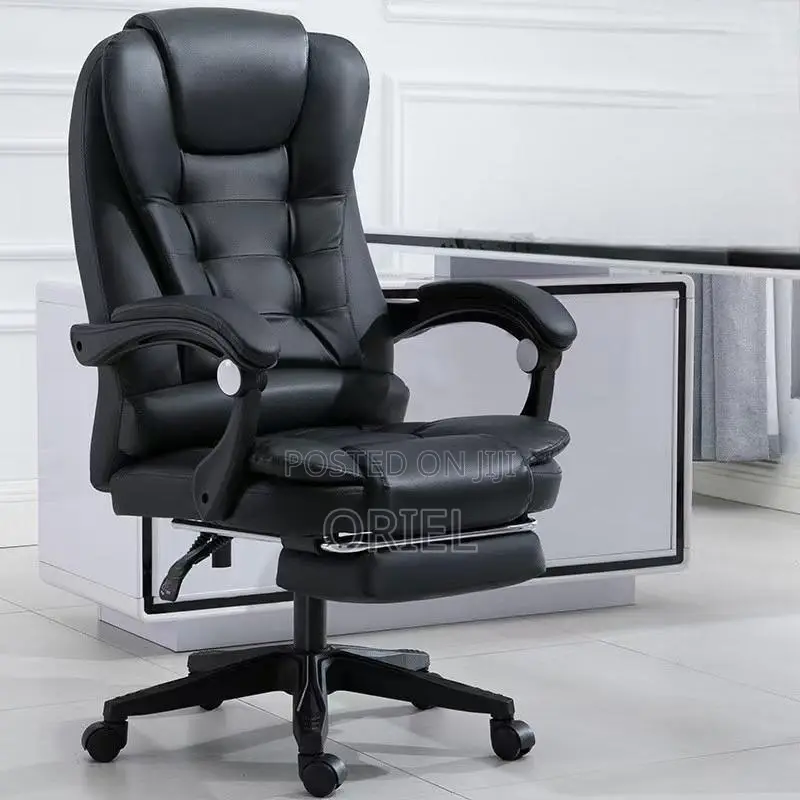 Office Chair : Executive High-Back Office Swivel Black Leather Chair