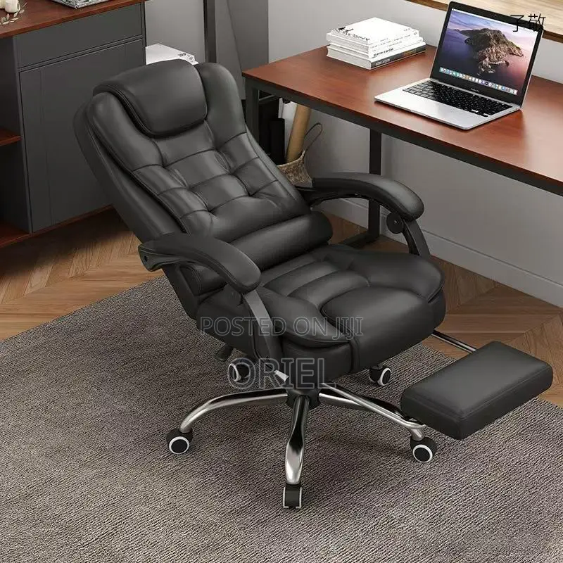 Office Chair : Executive High-Back Office Swivel Black Leather Chair