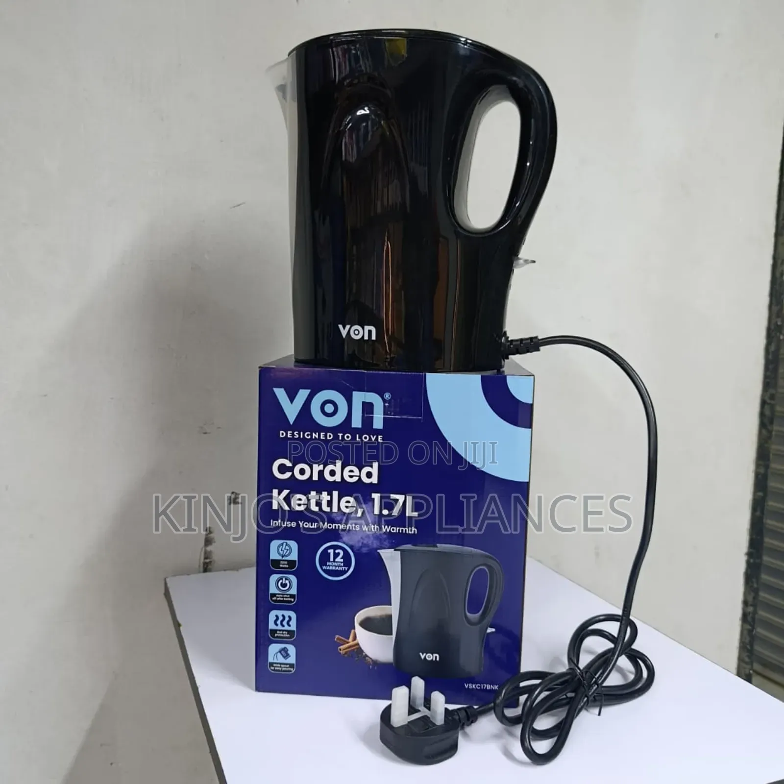 Von Vskc17bnk 1.7 Litres Upright Corded Kettle