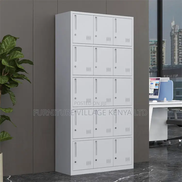 Office Cabinet; 15-locker Steel Office Storage Cabinet