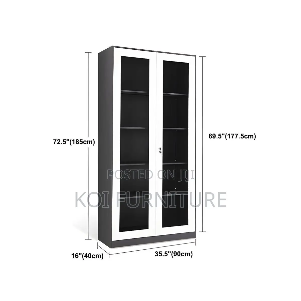 Office Cabinet; Two Doors Steel Cabient With Glass Clear Cabinet