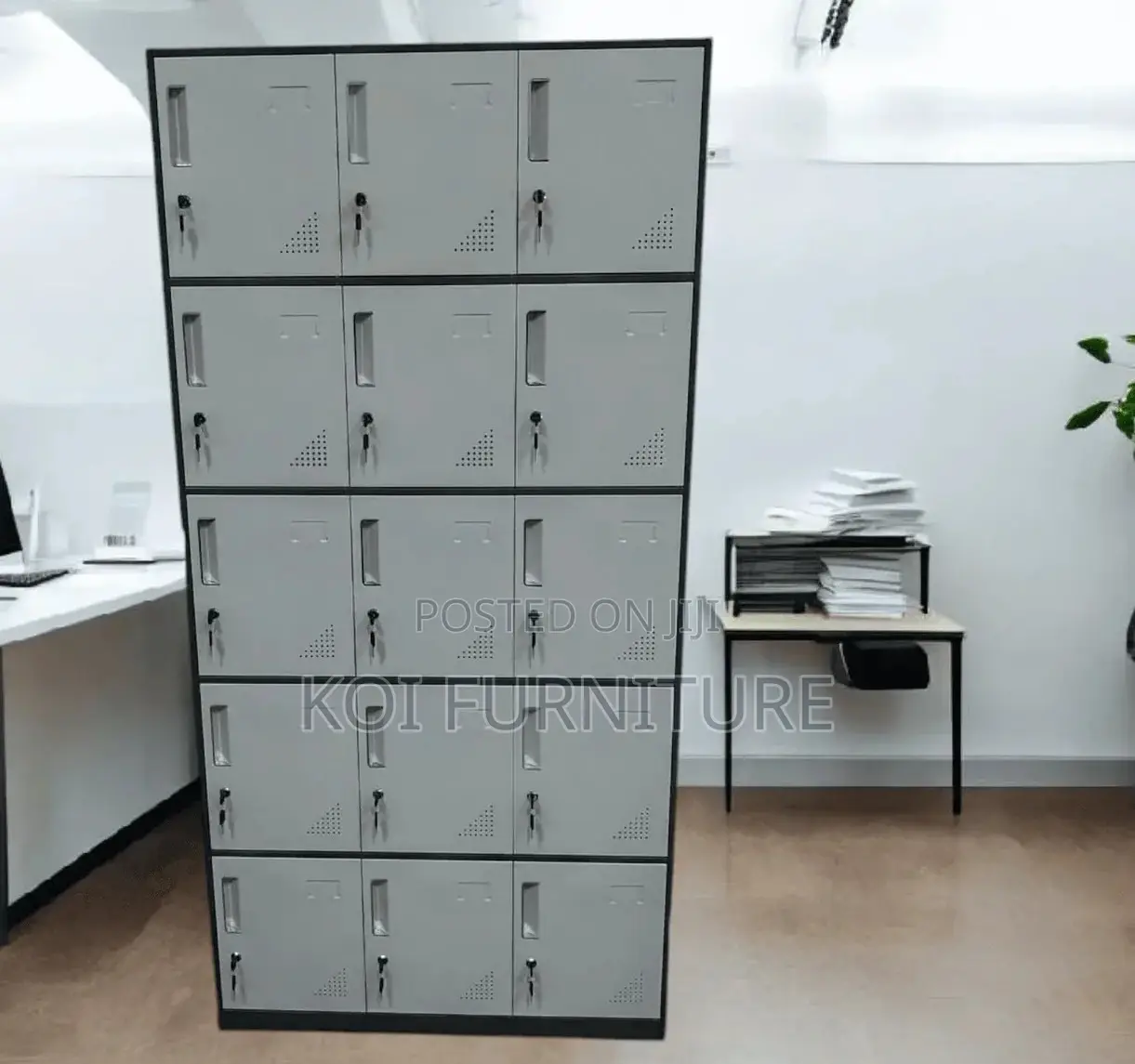 Office Cabinet; 15 Lockers Grey Staff and Employees Filing Cabinet