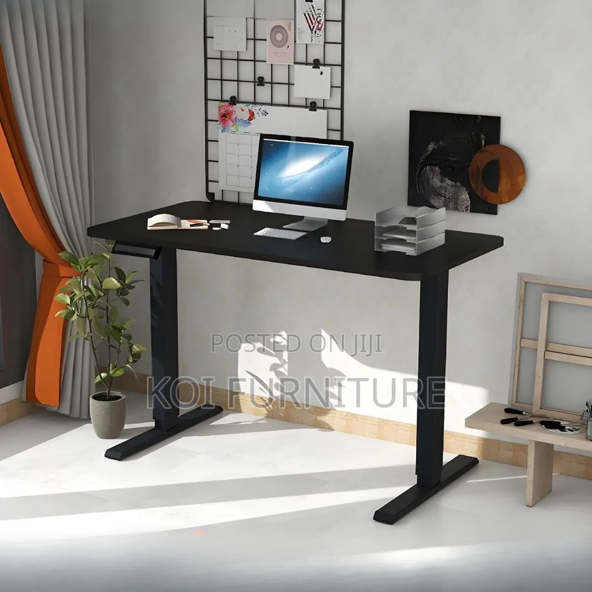 Office Desk; 1400mm Home Office Working Black Electric Desk