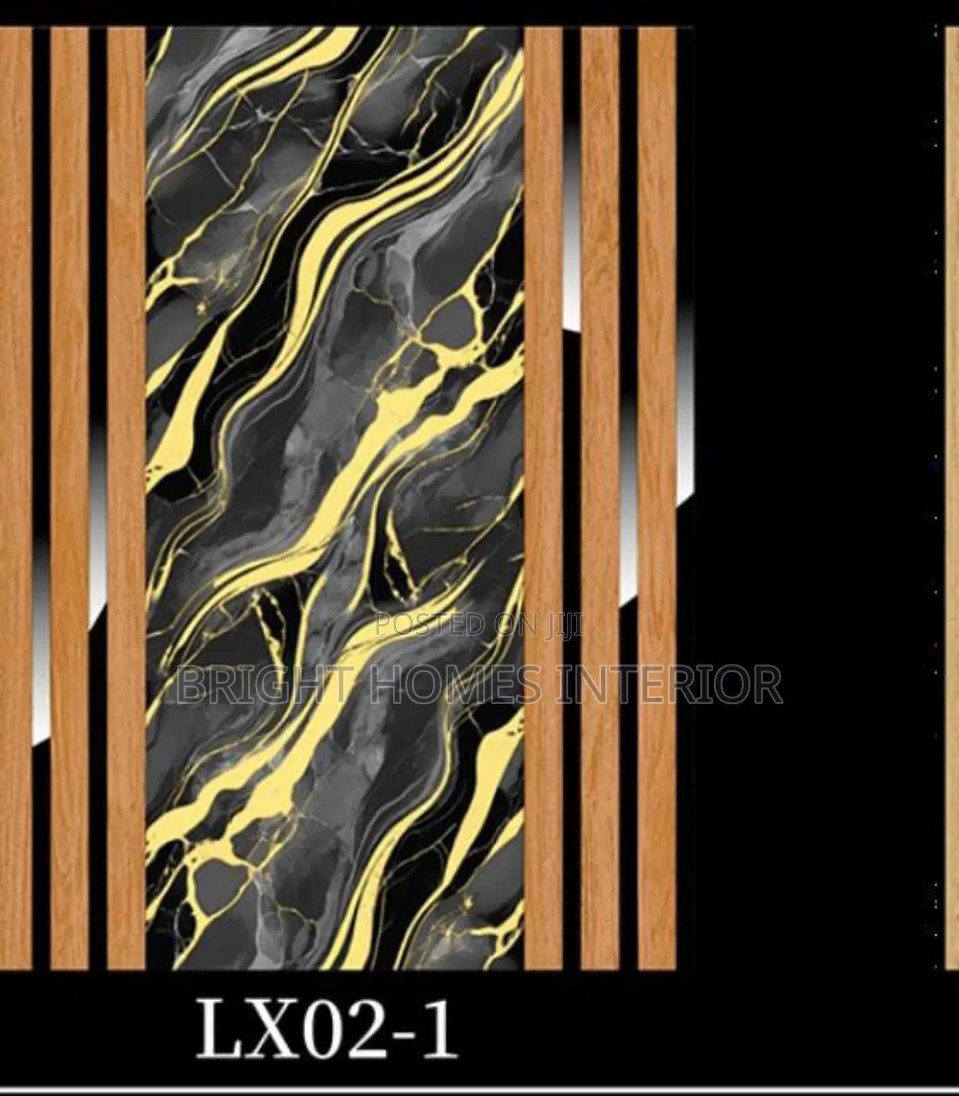 Gold Marble Black Wallpaper Mixed With Flutted Wallpaper