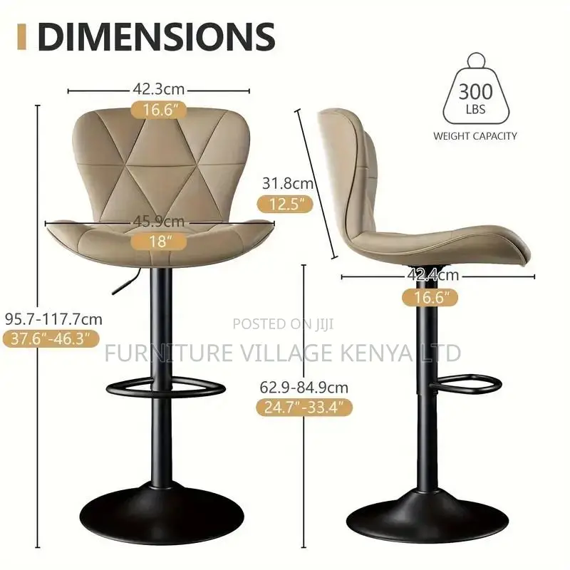 Barstool; Pu Leather Height Adjustable Counter Barstool