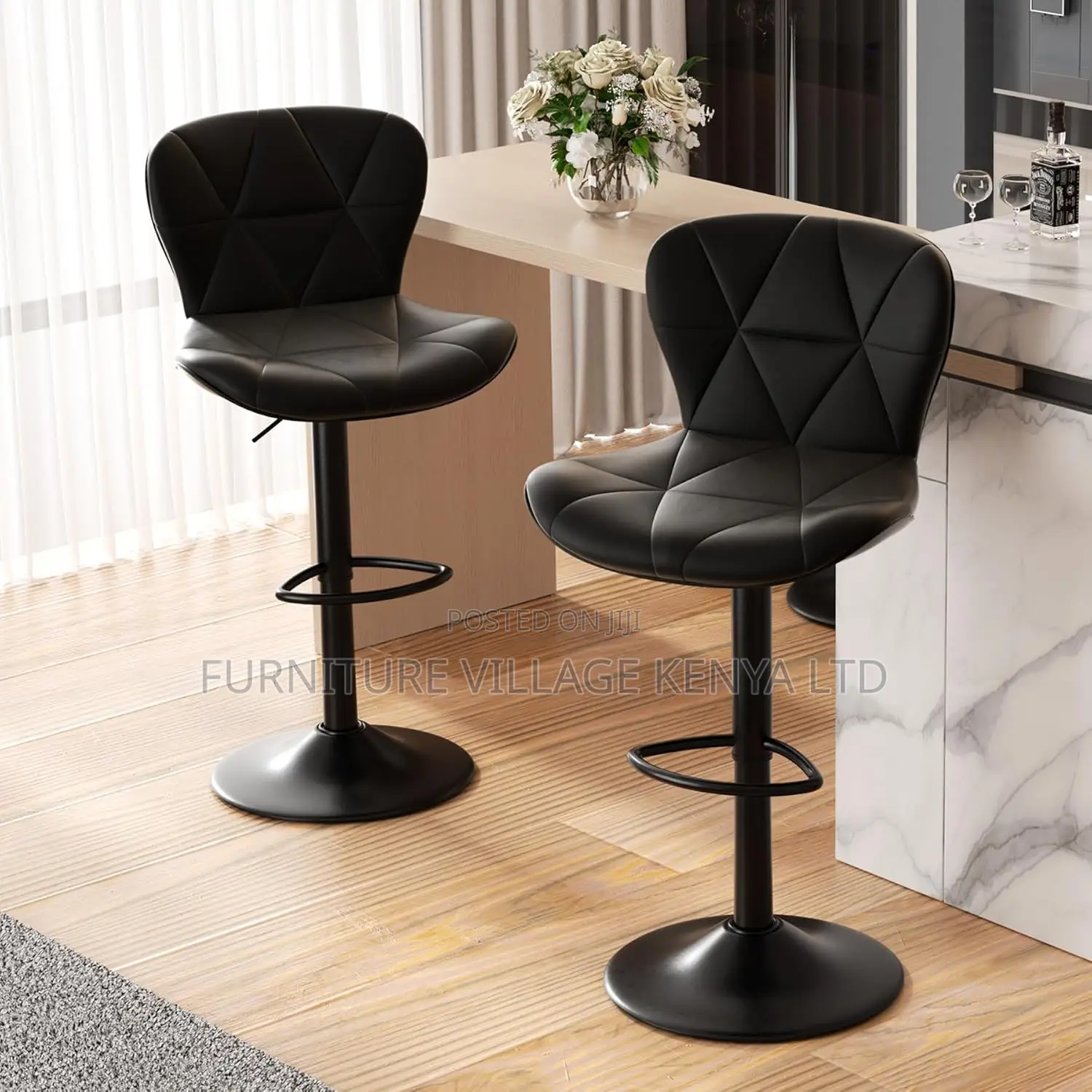 Barstool; Pu Leather Height Adjustable Counter Barstool