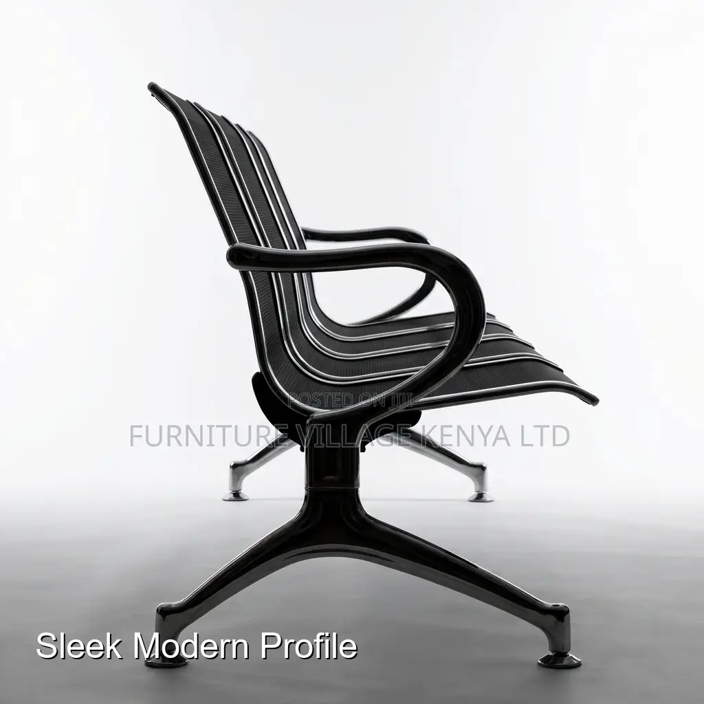 Office Bench; 3-Link Stainless Steel Reception Bench