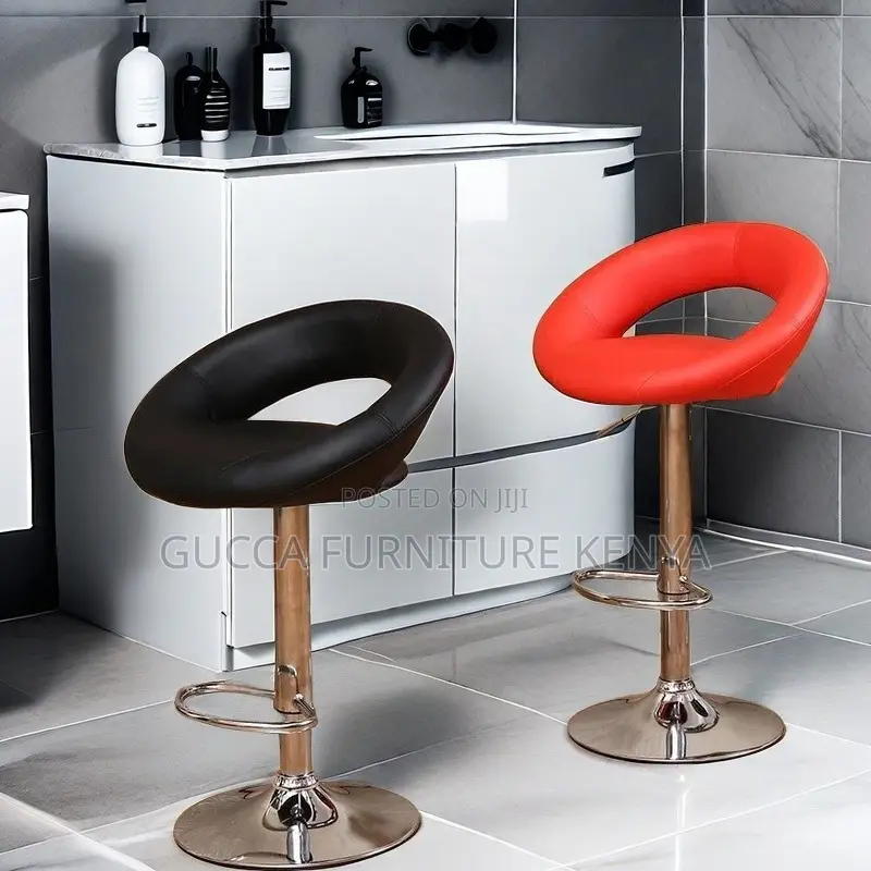 360-Degree Turn Leather Counter Chair