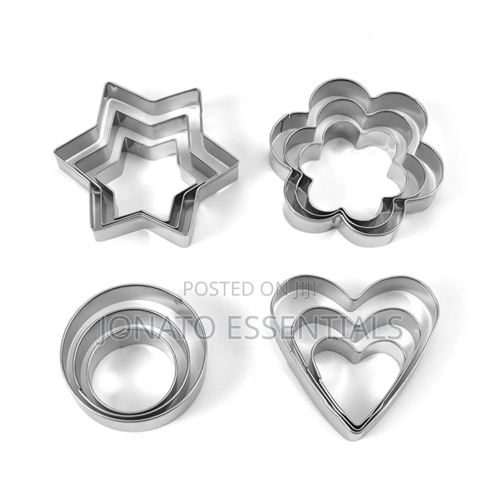 12pcs Stainless Steel Cookie Cutter Set - Heart, Star, Flower Shapes