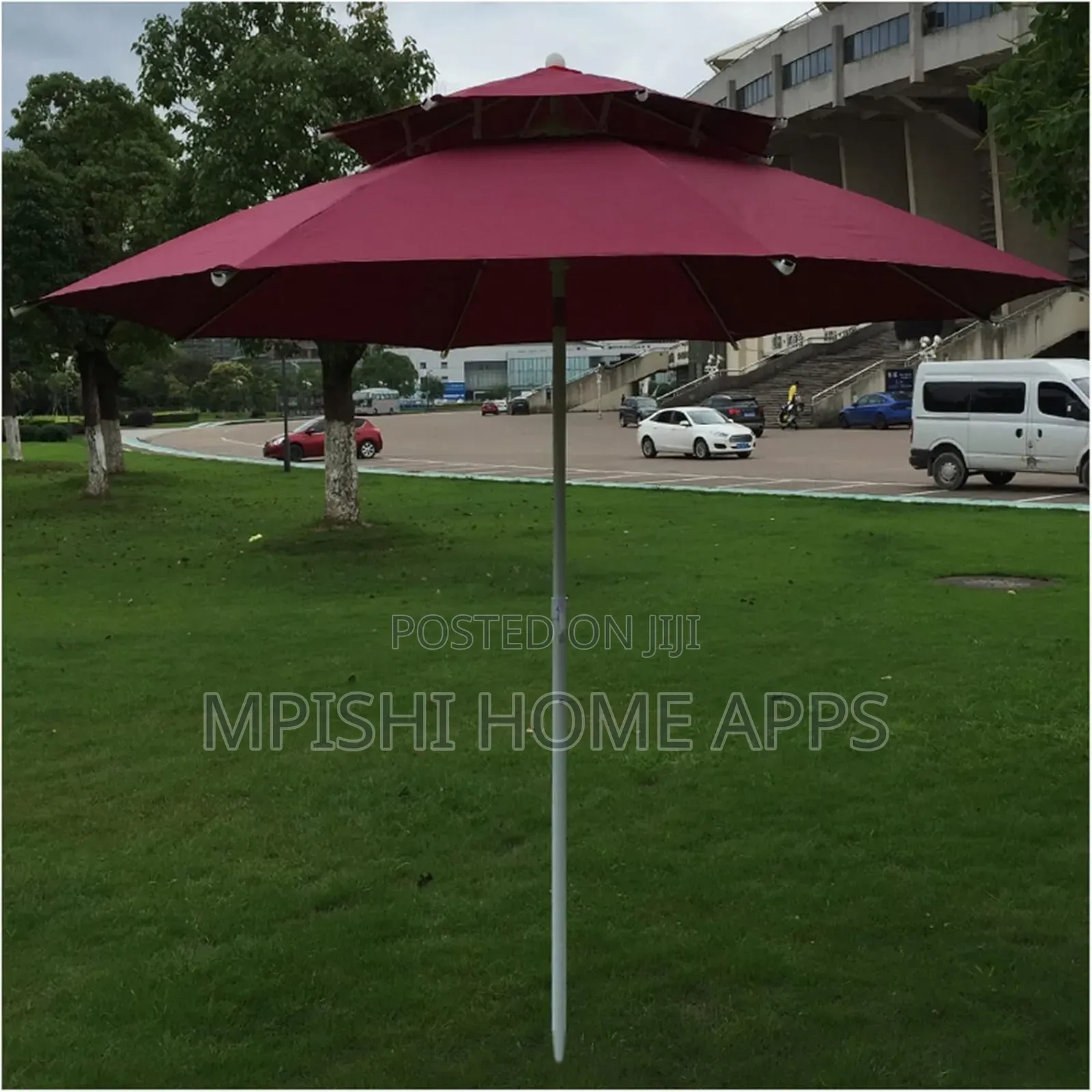 2-Tier Windproof Outdoor Canvas Umbrella