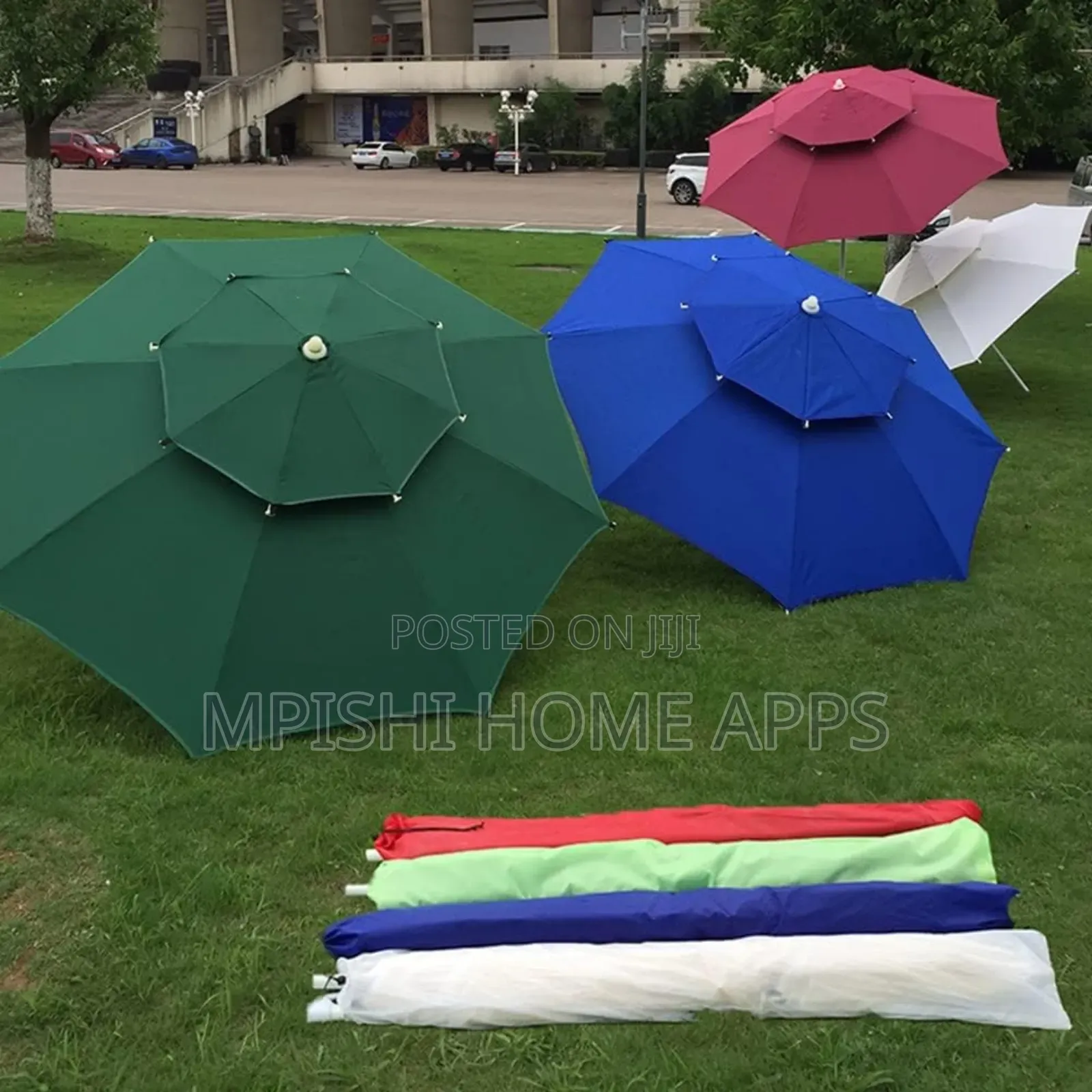 2-Tier Windproof Outdoor Canvas Umbrella