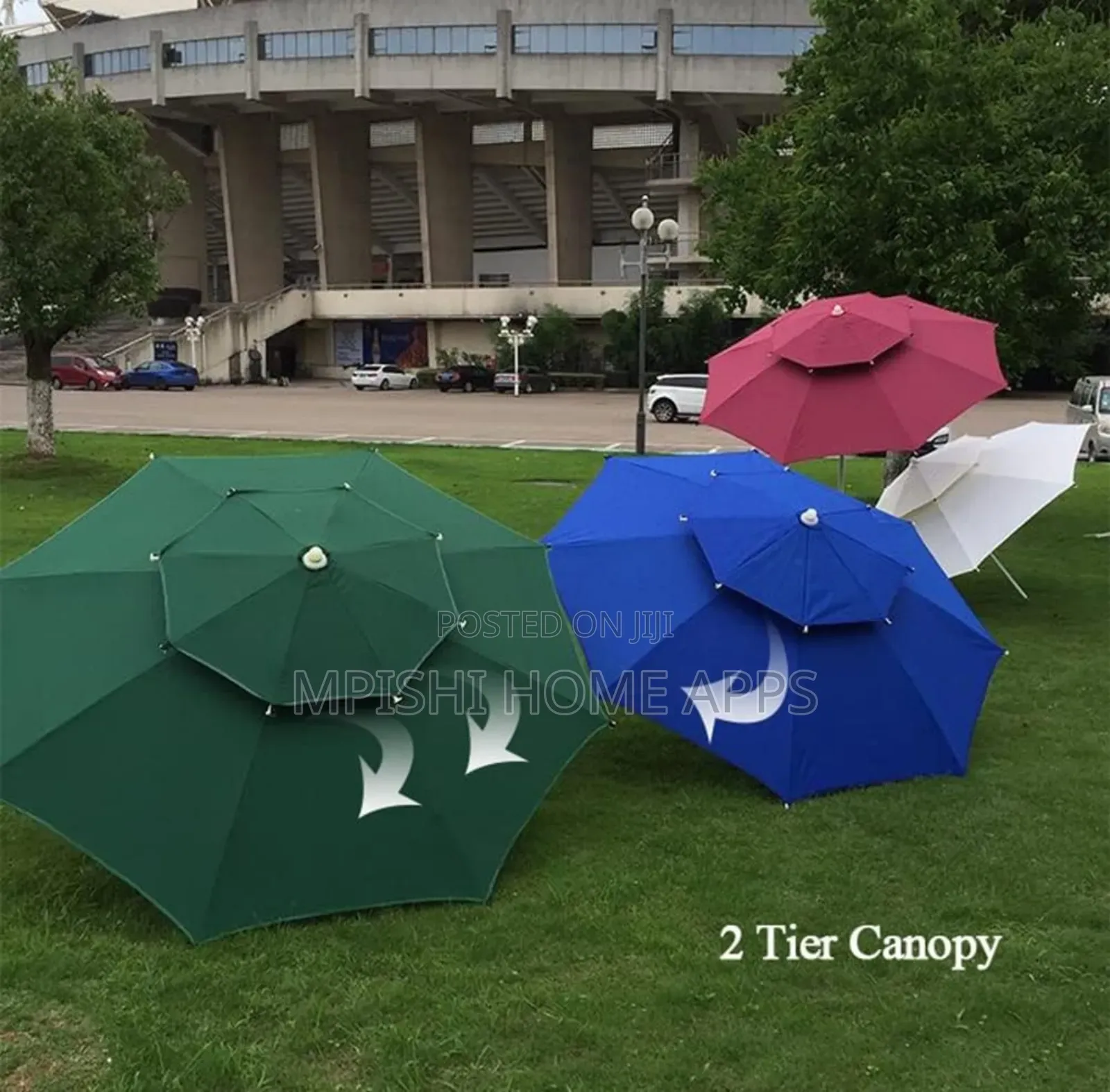 2-Tier Windproof Outdoor Canvas Umbrella