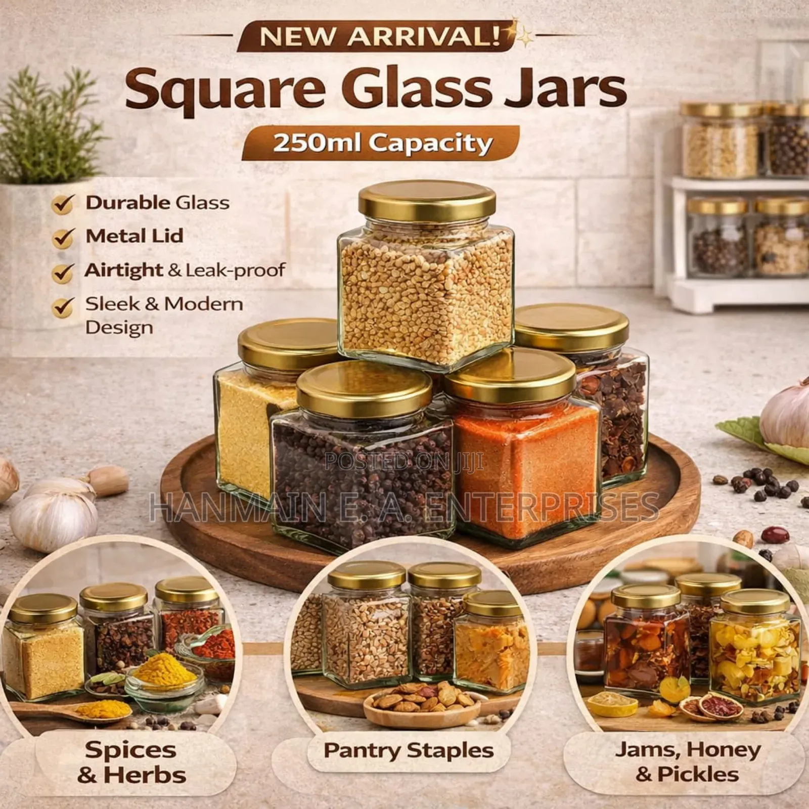 Honey,Spices,Herbs,Fruits Glass Storage Jar