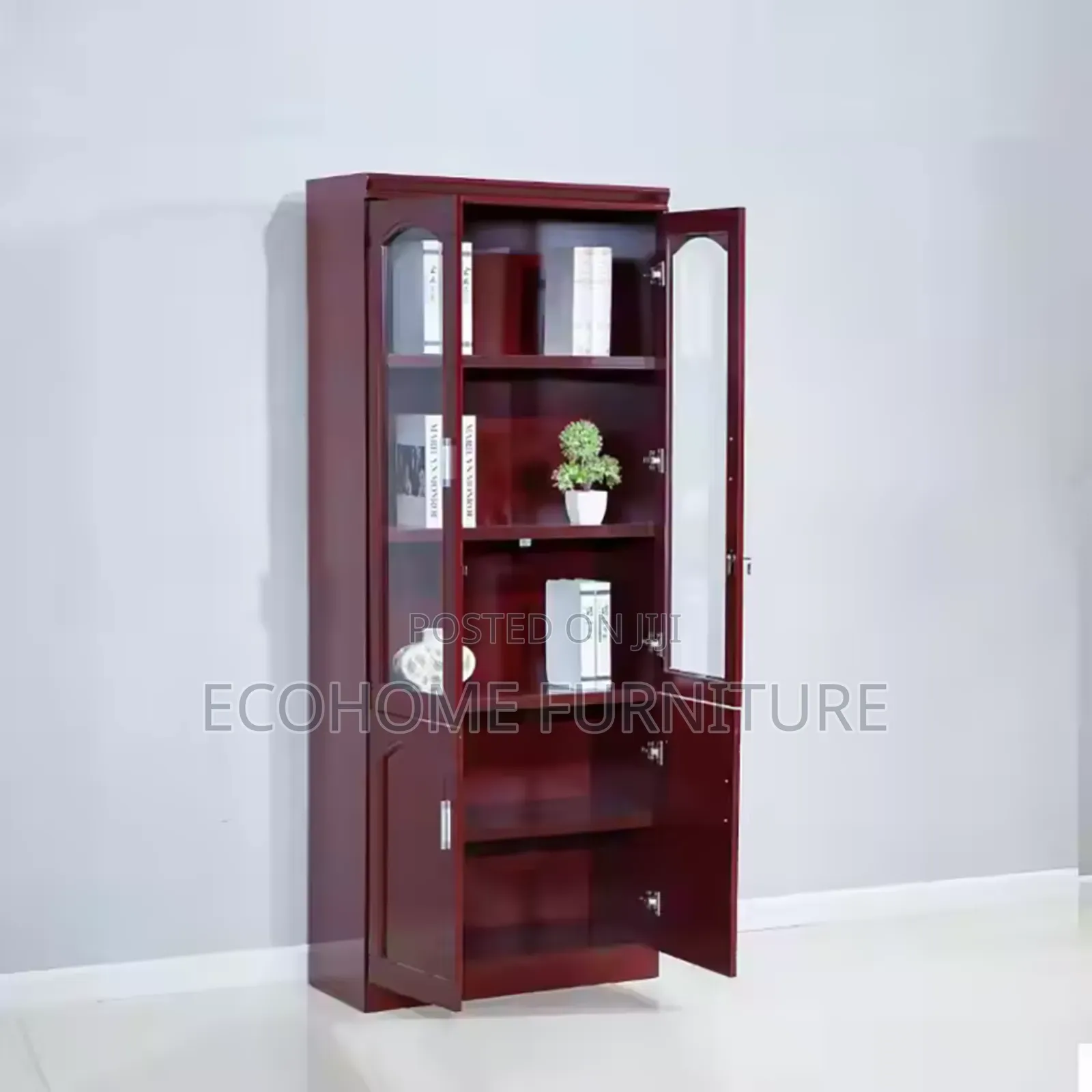 2 Door Office File Cabinet Mahogany Finish