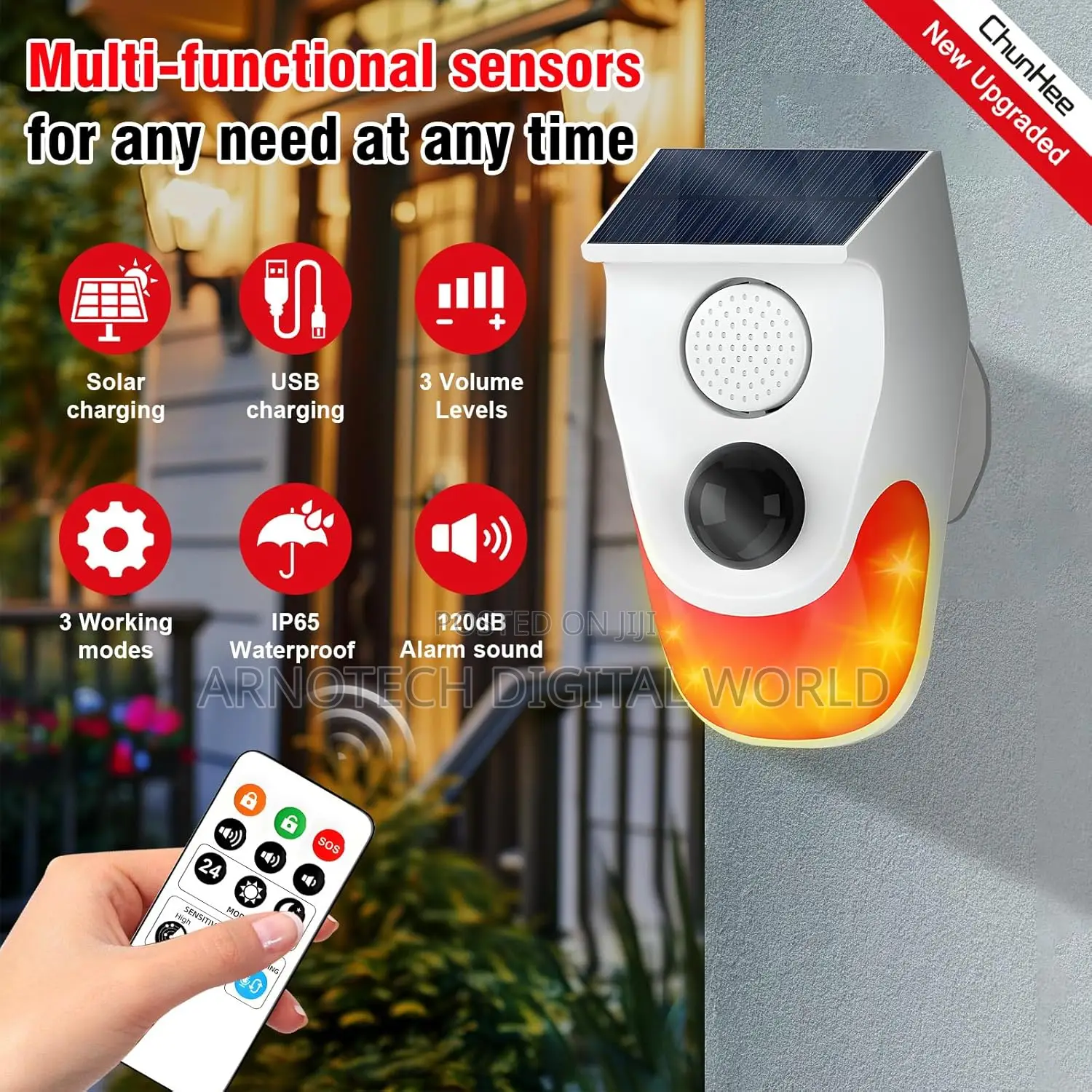 Adjustable Motion Sensor Loud Siren Security With Remotecontrol Alarm